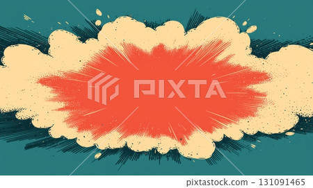 Colorful Comic Burst with Sharp Edges and Star Design Elements in Background 131091465