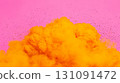 Vibrant Orange Burst Against Pink Background in Layered Comic Style Design 131091472
