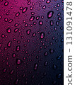 Abstract Water Droplets on Foggy Surface with Vibrant Color Gradient Background 131091478
