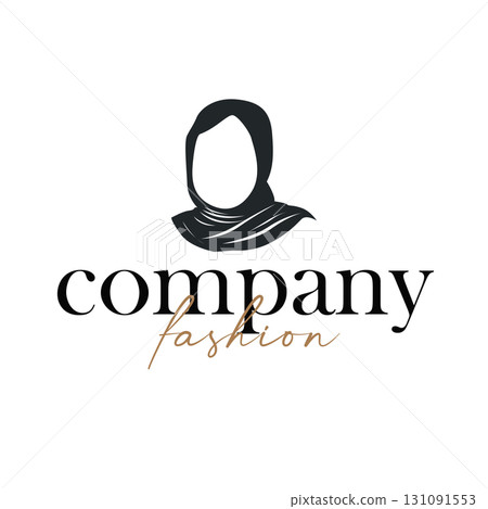 Beauty design concept of woman with black silhouette of simple elegant hijab logo, showing Muslim women's clothing style, illustration of symbol template for poster and brand Beauty design concept of woman with black silhouette of simple elegant hijab logo, showing Muslim women's clothing style, illustration of symbol template for poster and brand 131091553