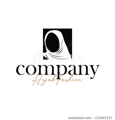 Beauty design concept of woman with black silhouette of simple elegant hijab logo, showing Muslim women's clothing style, illustration of symbol template for poster and brand Beauty design concept of woman with black silhouette of simple elegant hijab logo, showing Muslim women's clothing style, illustration of symbol template for poster and brand 131091557