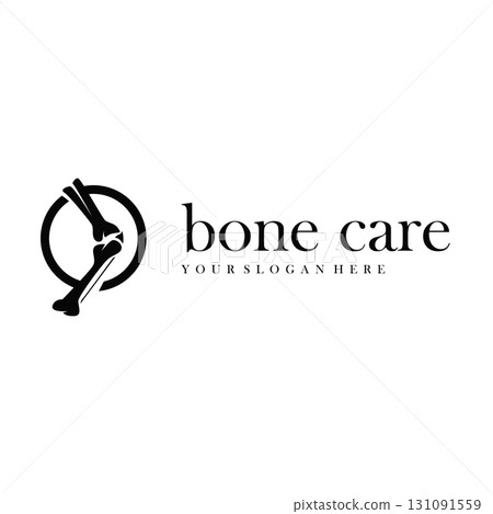 Bone logo design, bone health care with simple silhouette, modern icon symbol illustration concept and template for brand and poster Bone logo design, bone health care with simple silhouette, modern icon symbol illustration concept and template for brand and poster 131091559