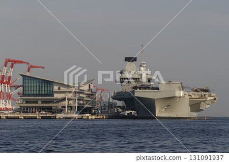 British aircraft carrier HMS Prince of Wales docked at Tokyo International Cruise Terminal 131091937