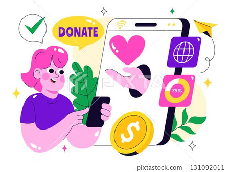 Online Fundraising Illustration Featuring a Fundraiser with a Heart to Symbolize Support and Humanitarian Assistance, Donation, and Helping Others Online Fundraising Illustration Featuring a Fundraiser with a Heart to Symbolize Support and Humanitarian Assistance, Donation, and Helping Others 131092011