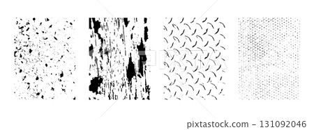 Set of black and white textures for overlay. Vector graphics. Different types of stamps 131092046