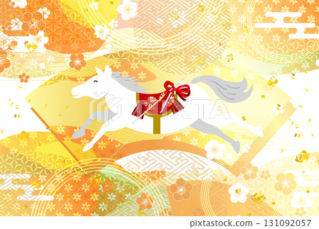 馬年賀卡十二生肖背景 131092057