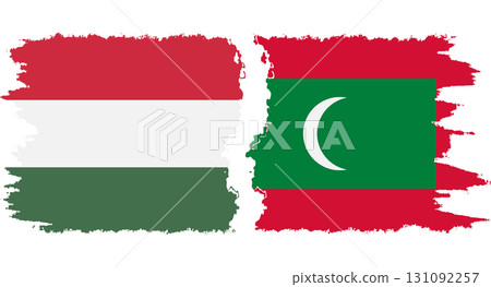 Maldives and Hungary grunge flags connection vector 131092257