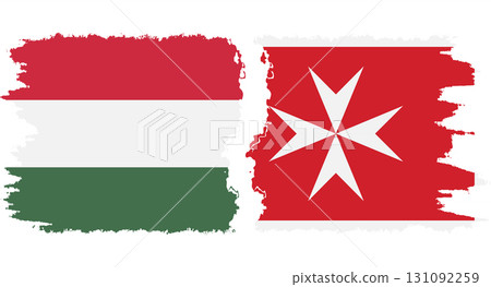 Malta and Hungary grunge flags connection vector 131092259
