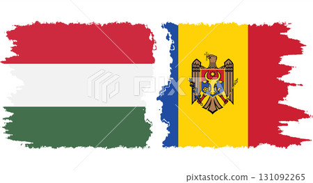 Moldova and Hungary grunge flags connection vector 131092265