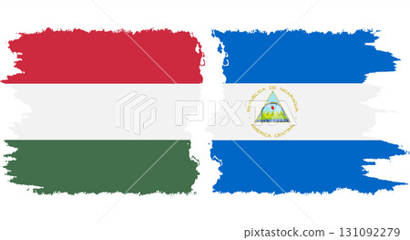 Nicaragua and Hungary grunge flags connection vector Nicaragua and Hungary grunge flags connection vector 131092279