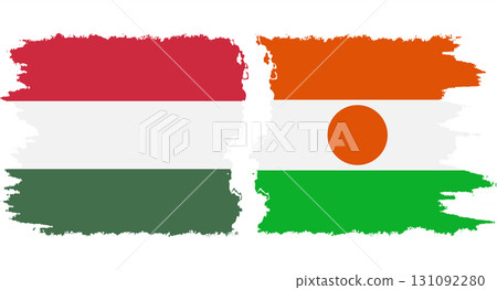 Niger and Hungary grunge flags connection vector 131092280