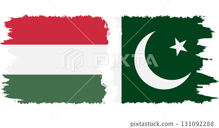 Pakistan and Hungary grunge flags connection vector 131092288