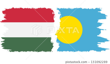 Palau and Hungary grunge flags connection vector 131092289
