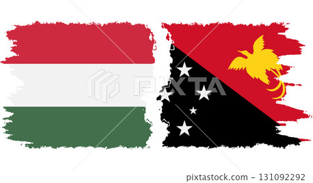 Papua New Guinea and Hungary grunge flags connection vector 131092292