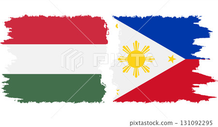 Philippines and Hungary grunge flags connection vector 131092295