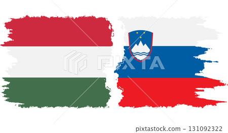 Slovenia and Hungary grunge flags connection vector Slovenia and Hungary grunge flags connection vector 131092322