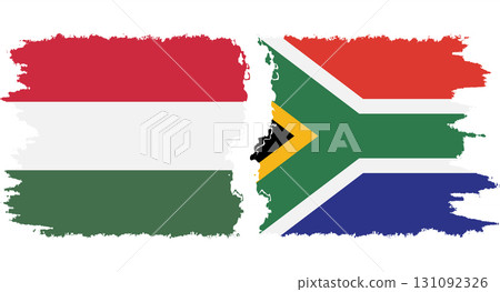 South Africa and Hungary grunge flags connection vector South Africa and Hungary grunge flags connection vector 131092326