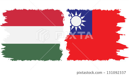 Taiwan and Hungary grunge flags connection vector Taiwan and Hungary grunge flags connection vector 131092337