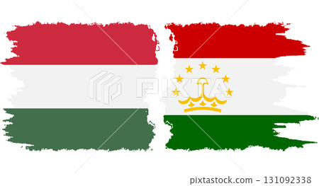 Tajikistan and Hungary grunge flags connection vector Tajikistan and Hungary grunge flags connection vector 131092338