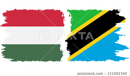 Tanzania and Hungary grunge flags connection vector Tanzania and Hungary grunge flags connection vector 131092340