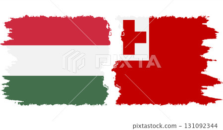Tonga and Hungary grunge flags connection vector Tonga and Hungary grunge flags connection vector 131092344