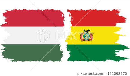 Bolivia and Hungary grunge flags connection vector 131092370