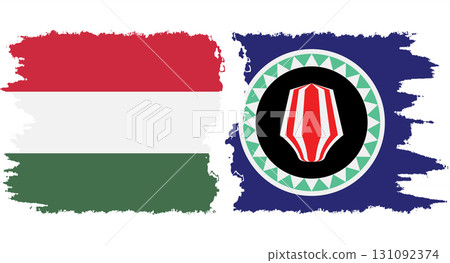 Bougainville and Hungary grunge flags connection vector 131092374