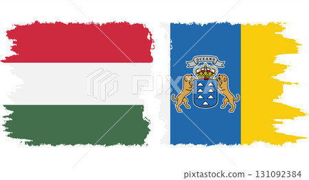 Canary Islands and Hungary grunge flags connection vector Canary Islands and Hungary grunge flags connection vector 131092384