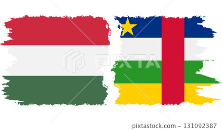 Central African Republic and Hungary grunge flags connection vecto 131092387