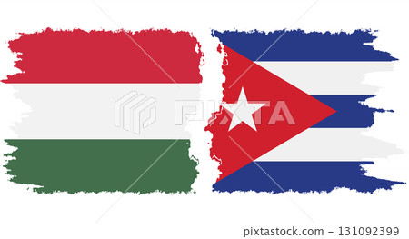 Cuba and Hungary grunge flags connection vector 131092399