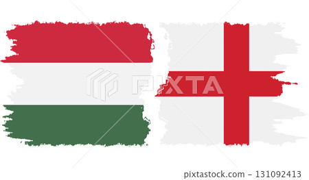 England and Hungary grunge flags connection vector 131092413