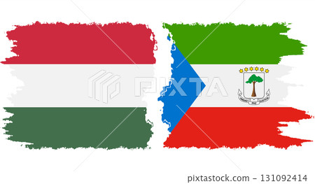 Equatorial Guinea and Hungary grunge flags connection vector 131092414