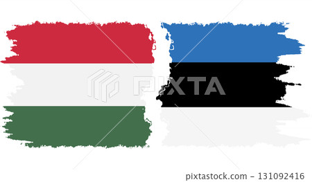 Estonia and Hungary grunge flags connection vector 131092416