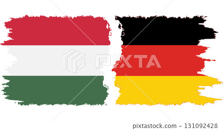 Germany and Hungary grunge flags connection vector 131092428