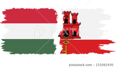 Gibraltar and Hungary grunge flags connection vector Gibraltar and Hungary grunge flags connection vector 131092430
