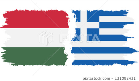 Greece and Hungary grunge flags connection vector Greece and Hungary grunge flags connection vector 131092431