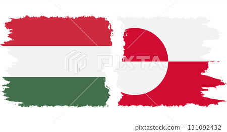 Greenland and Hungary grunge flags connection vector 131092432