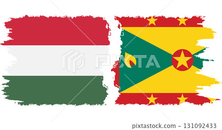 Grenada and Hungary grunge flags connection vector 131092433