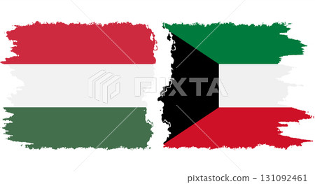 Kuwait and Hungary grunge flags connection vector 131092461