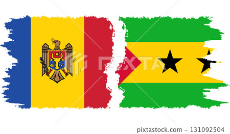 Sao Tome and Principe and Moldova grunge flags connection vector 131092504