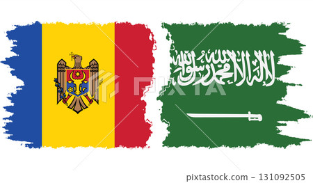 Saudi Arabia and Moldova grunge flags connection vector 131092505