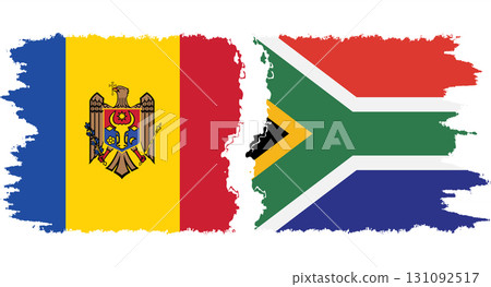 South Africa and Moldova grunge flags connection vector 131092517