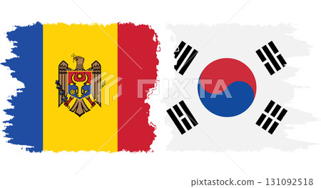South Korea and Moldova grunge flags connection vector 131092518