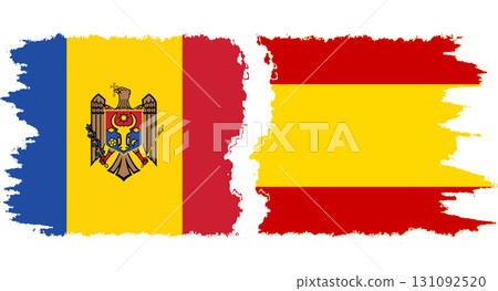 Spain and Moldova grunge flags connection vector Spain and Moldova grunge flags connection vector 131092520