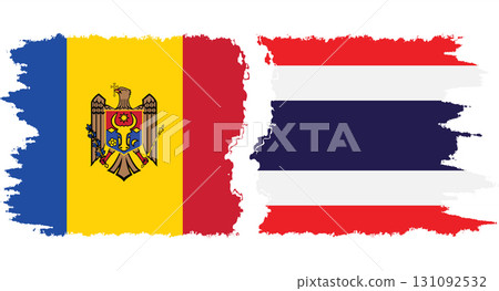 Thailand and Moldova grunge flags connection vector 131092532
