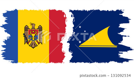 Tokelau and Moldova grunge flags connection vector 131092534