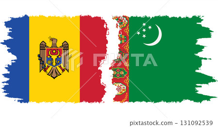Turkmenistan and Moldova grunge flags connection vector 131092539