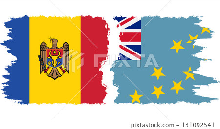 Tuvalu and Moldova grunge flags connection vector 131092541