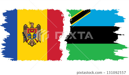 Zanzibar and Moldova grunge flags connection vector Zanzibar and Moldova grunge flags connection vector 131092557