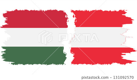 Austria and Hungary grunge flags connection vector 131092570